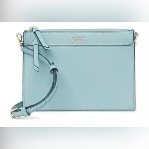 Kate Spade Cameron Street Clarise Leather Crossbody Misty Mint Clutch Bag
